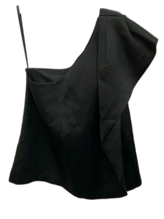 Club Monaco Size 10 Black Pleated Overlay One Shoulder Top Black / 10