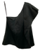Club Monaco Size 10 Black Pleated Overlay One Shoulder Top Black / 10