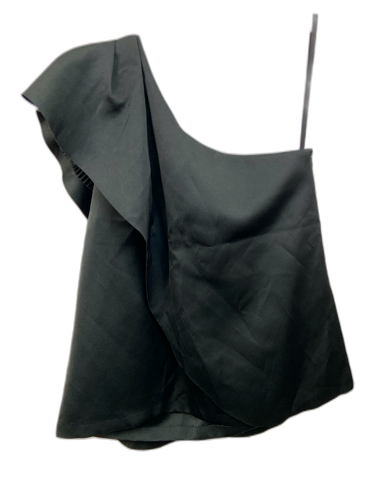 Club Monaco Size 10 Black Pleated Overlay One Shoulder Top Black / 10