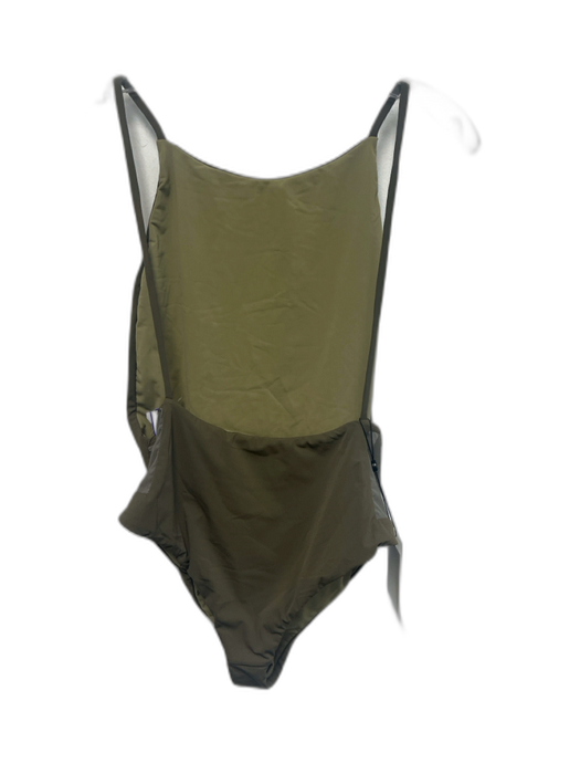 Fella Size L Olive Green Nylon Blend Mesh Panel Backless Cheeky Swimsuit Olive Green / L