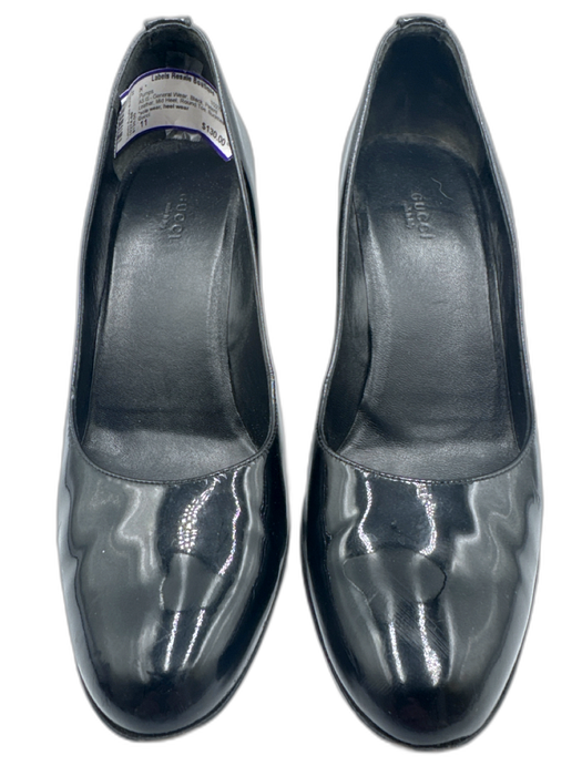 Gucci Shoe Size 11 Black Patent Leather Mid Heel Round Toe Pumps Black / 11