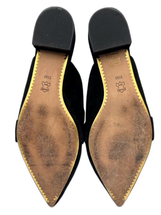 Tory Burch Shoe Size 11 Black Suede Pointed Toe Mule Flats Black / 11