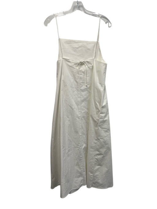 Posse Size M/L White Cotton Sleeveless Spaghetti Strap Midi Pockets Dress White / M/L