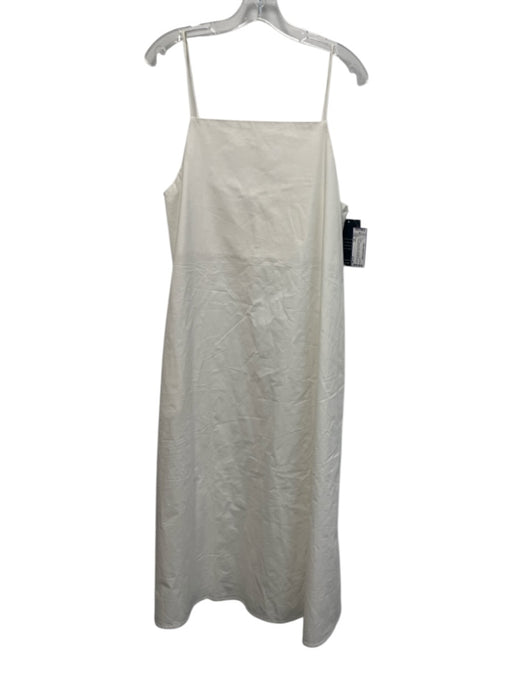 Posse Size M/L White Cotton Sleeveless Spaghetti Strap Midi Pockets Dress White / M/L