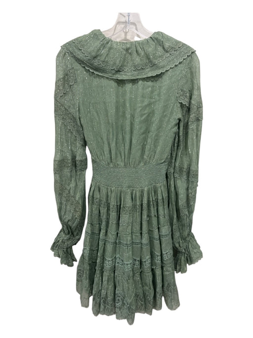 Rococo Sand Size XS Sage green Viscose Blend Metallic Stripe Corset Lacing Dress Sage green / XS