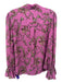 Milly Size M Pink, Brown, Cream Polyester Semi Sheer Baroque Print Top Pink, Brown, Cream / M