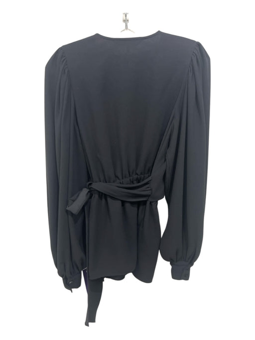 Trina Turk Size M Black Polyester Blend Surplice Long Balloon Sleeve Top Black / M