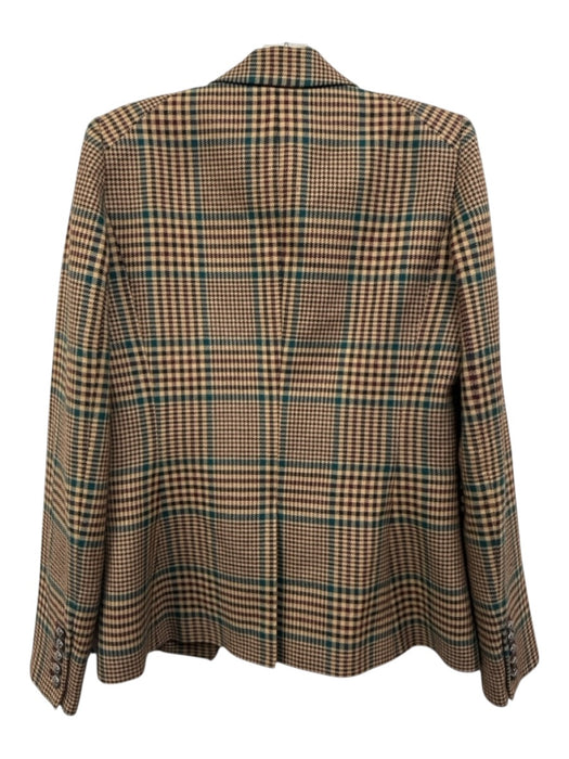 Veronica Beard Size 6 Brown, Red & Blue Wool Blend Houndstooth Check Jacket Brown, Red & Blue / 6