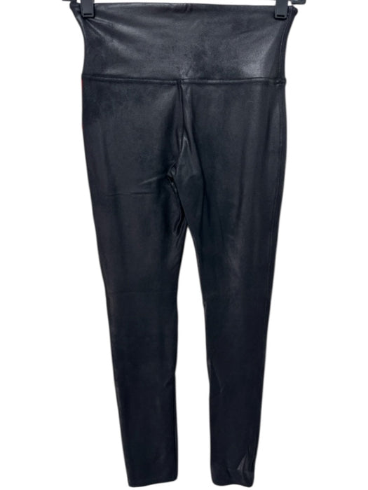 Spanx Size S/P Black Nylon Blend Elastic Waist Solid Athletic Coated Leggings Black / S/P