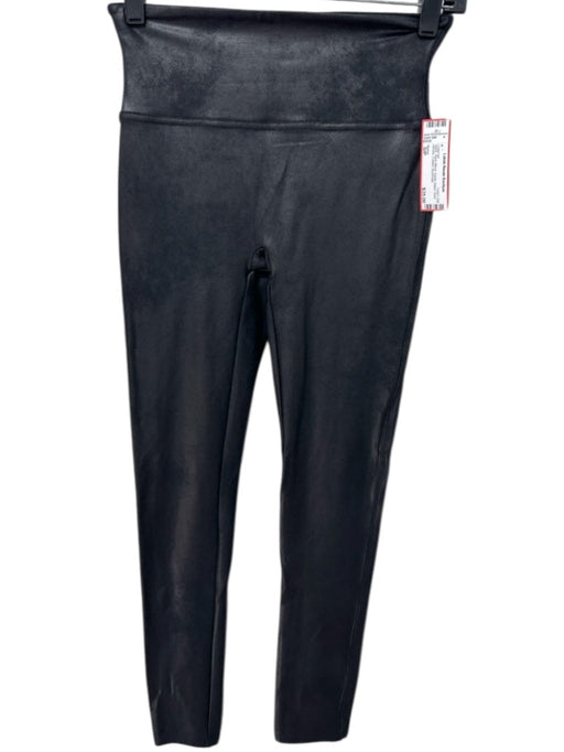 Spanx Size S/P Black Nylon Blend Elastic Waist Solid Athletic Coated Leggings Black / S/P