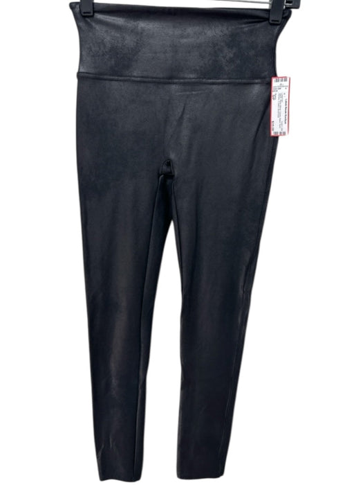 Spanx Size S/P Black Nylon Blend Elastic Waist Solid Athletic Coated Leggings Black / S/P