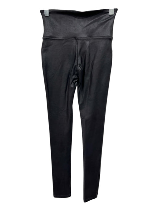 Spanx Size XS Black Nylon Blend Elastic Waist Solid Athletic Coated Leggings Black / XS