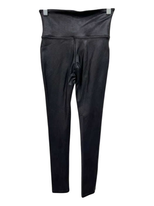 Spanx Size XS Black Nylon Blend Elastic Waist Solid Athletic Coated Leggings Black / XS