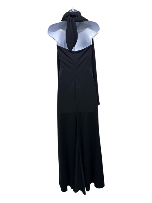 Nicole Miller Size M Black No Fabric Tag Stretch Tie Neck Back Panel Gown Black / M