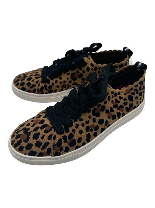 Kate Spade Shoe Size 8 Tan & black Canvas Low Top lace up Leopard Print Sneakers Tan & black / 8