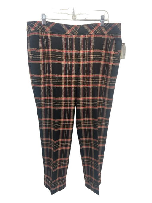 Trina Turk Size 14 Tan & multi Polyester & Viscose Plaid Pockets Trouser Pants Tan & multi / 14