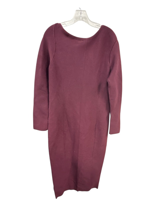 Karen Millen Size M Burgundy Viscose Blend Long Sleeve Ribbed Paneled Dress Burgundy / M