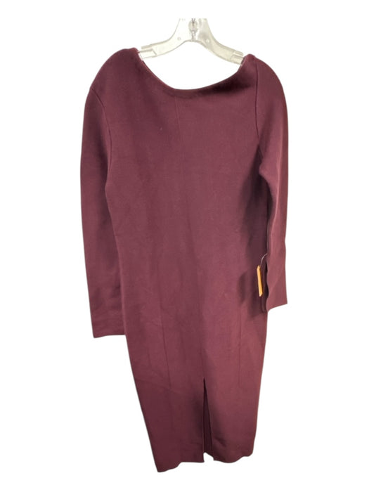 Karen Millen Size M Burgundy Viscose Blend Long Sleeve Ribbed Paneled Dress Burgundy / M