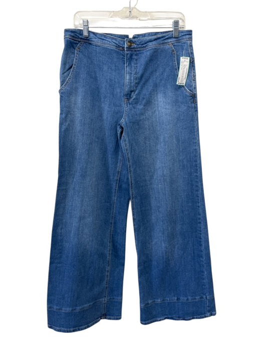 Free People Size 1 Med Wash Cotton Denim Mid Rise Zip & Button Wide Leg Jeans Med Wash / 1