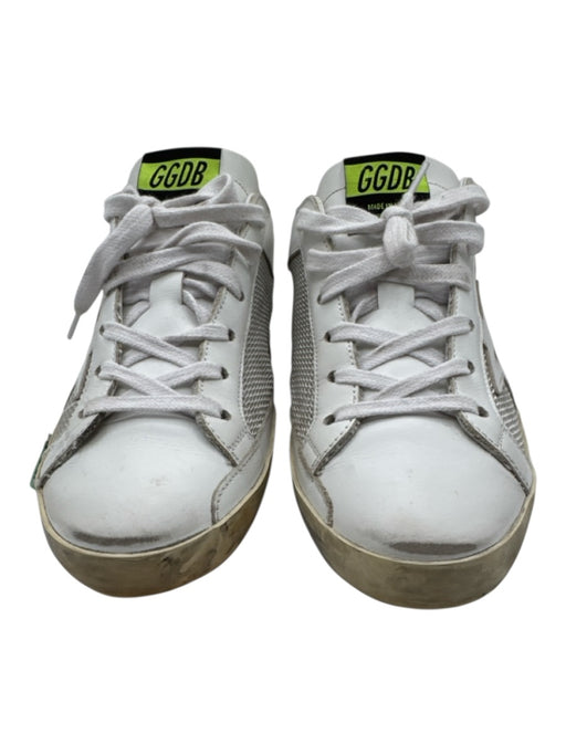 Golden Goose Shoe Size 40 White, Black & Silver Leather star Grommet Sneakers White, Black & Silver / 40
