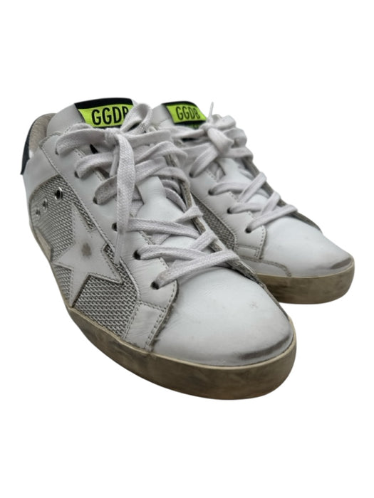 Golden Goose Shoe Size 40 White, Black & Silver Leather star Grommet Sneakers White, Black & Silver / 40