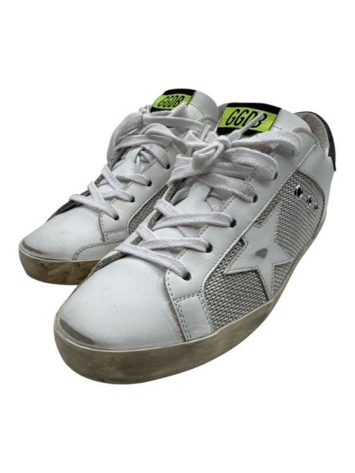 Golden Goose Shoe Size 40 White, Black & Silver Leather star Grommet Sneakers White, Black & Silver / 40