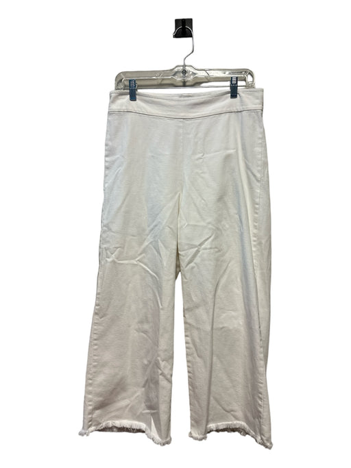 Avenue Montaigne Size 8 White Cotton Blend High Waist Wide Leg Cropped Pants White / 8