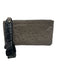Moo Moo Designs Gray & Brown Leather Ostrich Wristlet Clutch Zip Top Bag Gray & Brown / Small