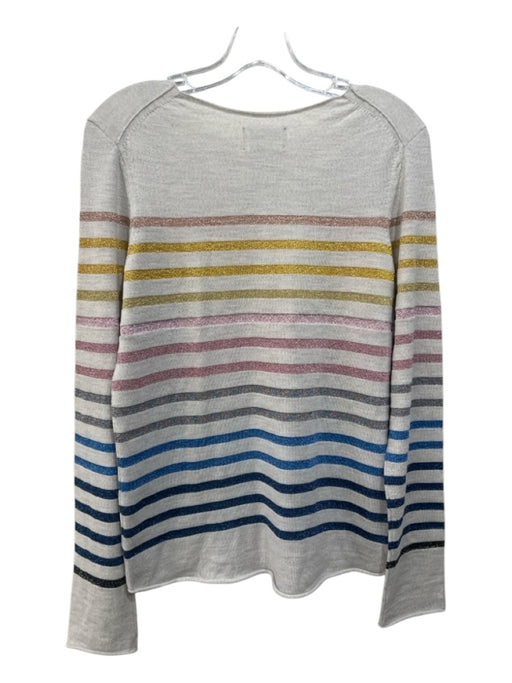 Zadig & Voltaire Size M/L Gray & multi Cashmere Blend Horizontal Stripes Top Gray & multi / M/L