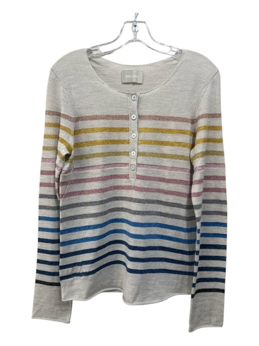 Zadig & Voltaire Size M/L Gray & multi Cashmere Blend Horizontal Stripes Top Gray & multi / M/L