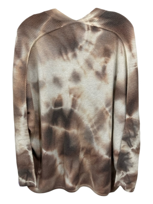Zoe Couture Size One Size Brown & Cream Cashmere Tie Dye V Neck Cardigan Brown & Cream / One Size