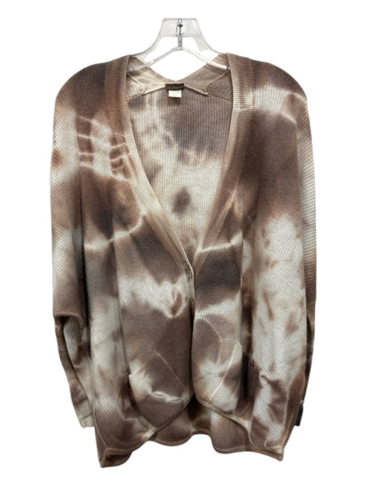 Zoe Couture Size One Size Brown & Cream Cashmere Tie Dye V Neck Cardigan Brown & Cream / One Size