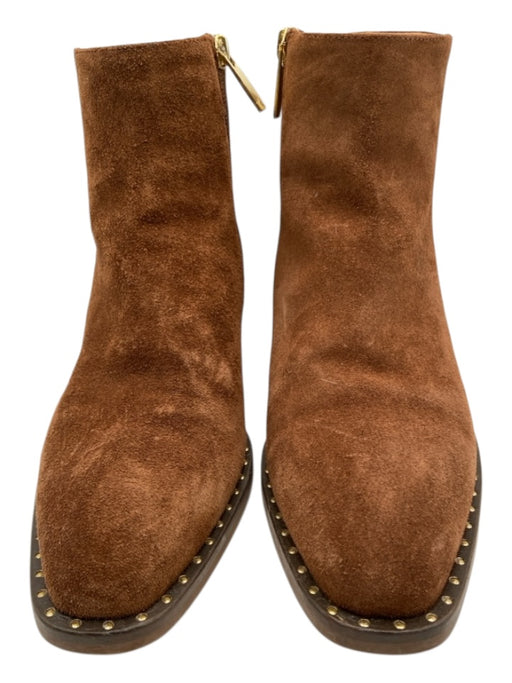 Aquatalia Shoe Size 8M Brown Suede Zip Ankles Block Heel Rubber Outsole Boots Brown / 8M