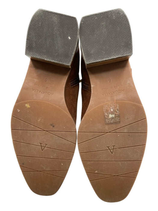 Aquatalia Shoe Size 8M Brown Suede Zip Ankles Block Heel Rubber Outsole Boots Brown / 8M