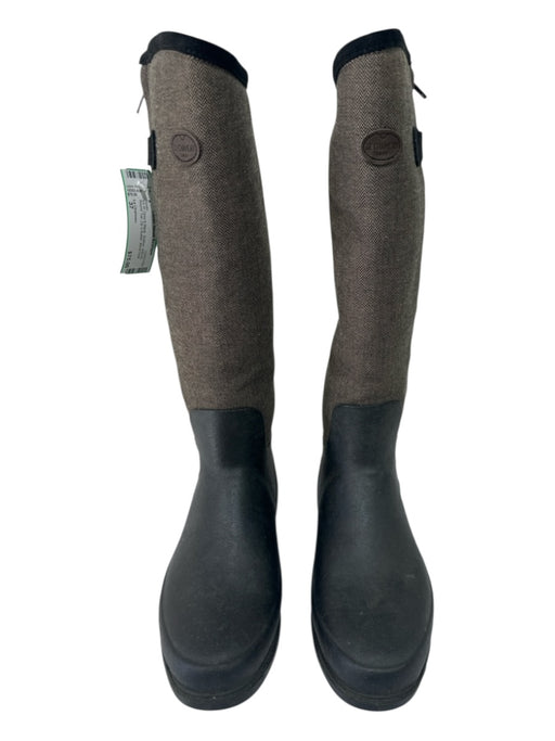 Le Chameau Shoe Size 37 Grey & Black Rubber Woven Round Toe Zip & Button Boots Grey & Black / 37