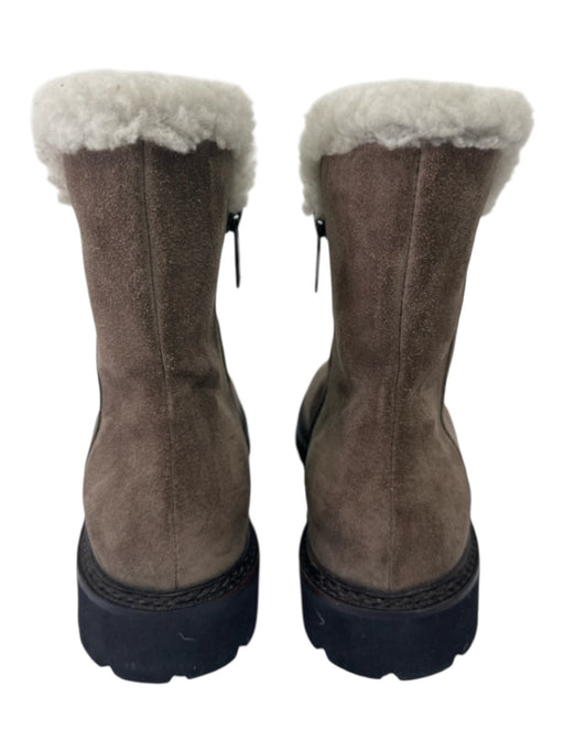Aquatalia Shoe Size 8M Taupe Suede Zip Ankles Block Heel Rubber Outsole Boots Taupe / 8M