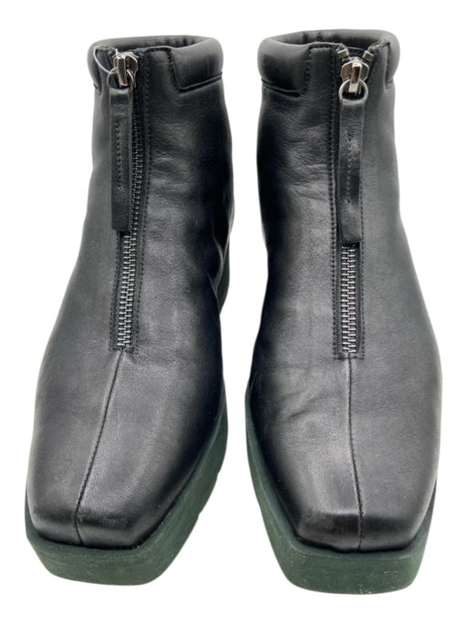 Coclico Shoe Size 38 Black Leather Zip Ankles Square Toe Platform Boots Black / 38