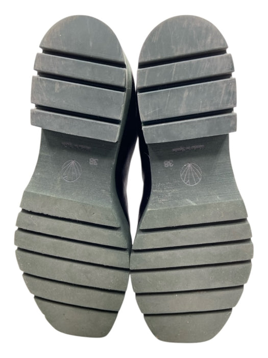 Coclico Shoe Size 38 Black Leather Zip Ankles Square Toe Platform Boots Black / 38