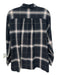 hana san Size 38 B&W Cotton Button Front Boxy Plaid Long Cuff Sleeves Top B&W / 38