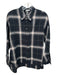 hana san Size 38 B&W Cotton Button Front Boxy Plaid Long Cuff Sleeves Top B&W / 38