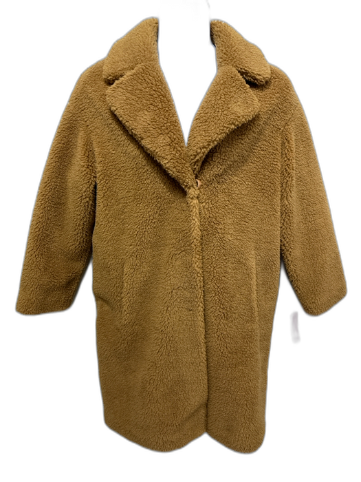 Stand Studio Light Brown Polyester Long Sleeve Fleece Maxi Buttons Coat Light Brown