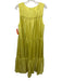 Ne Quittez Pas Size M Yellow Silk Sleeveless V Neck Tiered Midi Dress Yellow / M