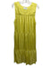 Ne Quittez Pas Size M Yellow Silk Sleeveless V Neck Tiered Midi Dress Yellow / M