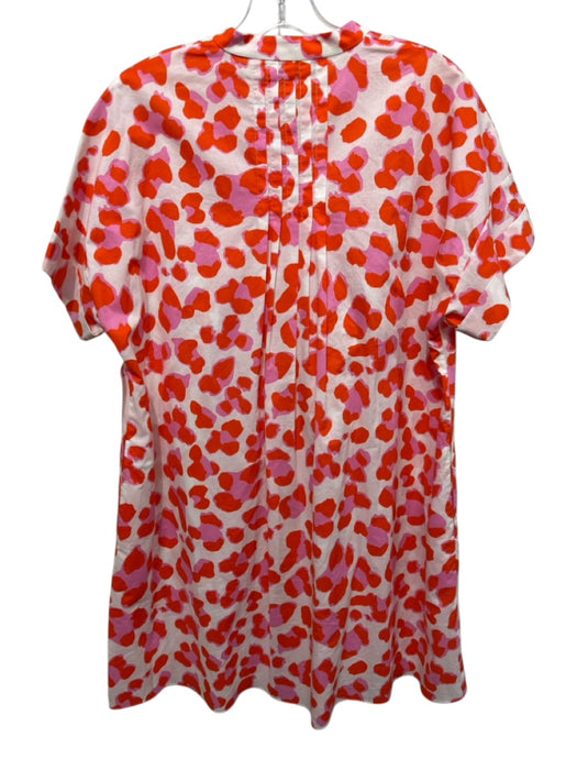 Diane Von Furstenberg Size M Orange, Pink & White Cotton V Neck Spotted Dress Orange, Pink & White / M
