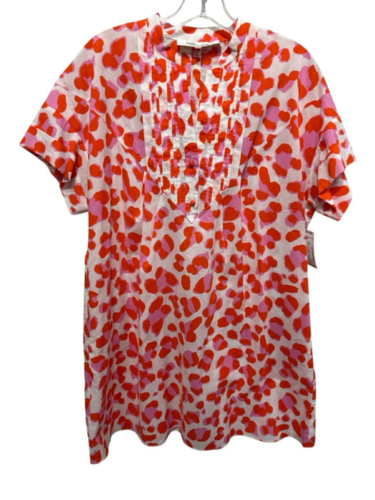 Diane Von Furstenberg Size M Orange, Pink & White Cotton V Neck Spotted Dress Orange, Pink & White / M