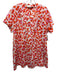 Diane Von Furstenberg Size M Orange, Pink & White Cotton V Neck Spotted Dress Orange, Pink & White / M