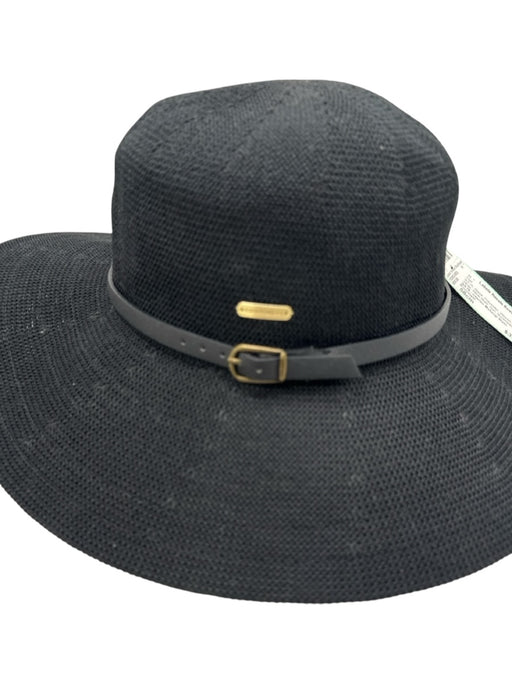 Kooringal Black Polyester Woven Leather Strap Wide Brim Sun Hat Black / 58cm
