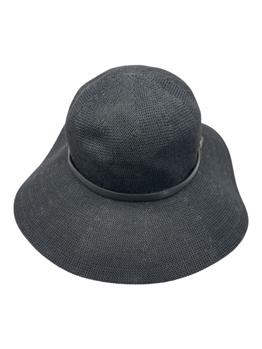 Kooringal Black Polyester Woven Leather Strap Wide Brim Sun Hat Black / 58cm
