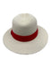 Beige & Red Straw Blend Woven Ribbon Wide Brim Fedora Hat Beige & Red / 56-58cm