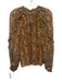 Ulla Johnson Size 8 brown, white, gold Silk Blend Long Sleeve Floral Ruffles Top brown, white, gold / 8